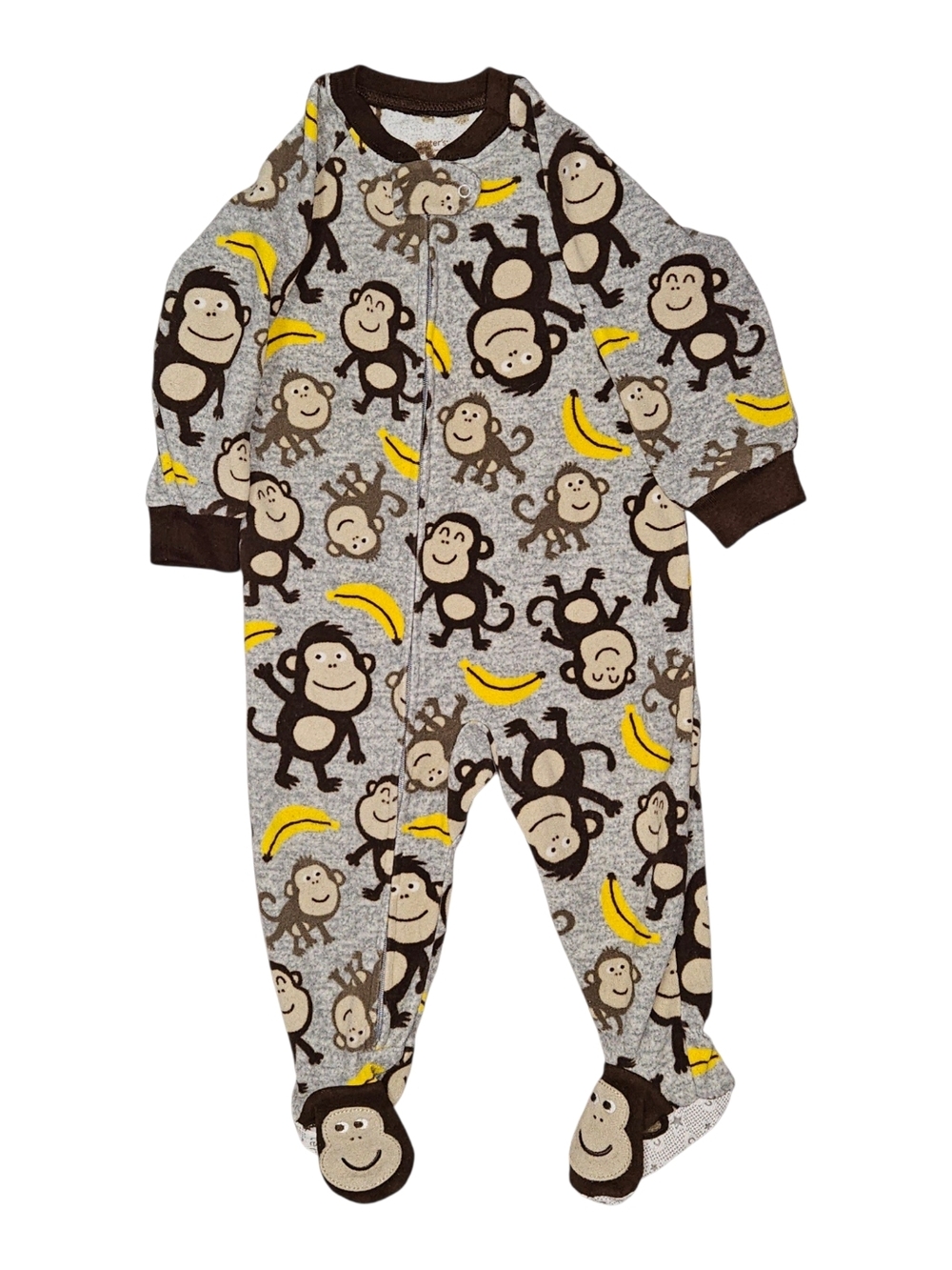 Carter's Gray Monkey & Yellow Banana Footed One-Piece
